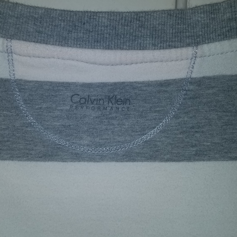 Ladies Calvin Klein Shirt Top Sz M Striped - Picture 6 of 8